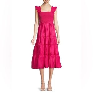 CAARA Calypso Tiered Sundress in Magenta